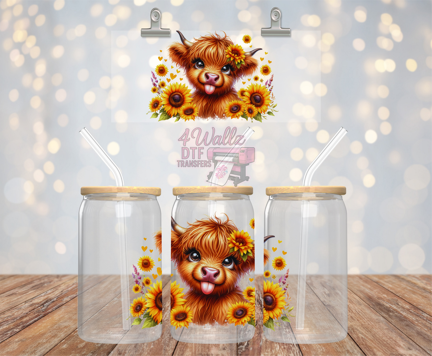 Sunflower Highland Cow