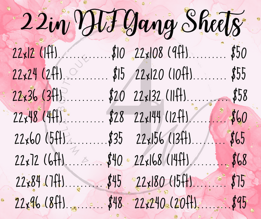 22" DTF Gang Sheets