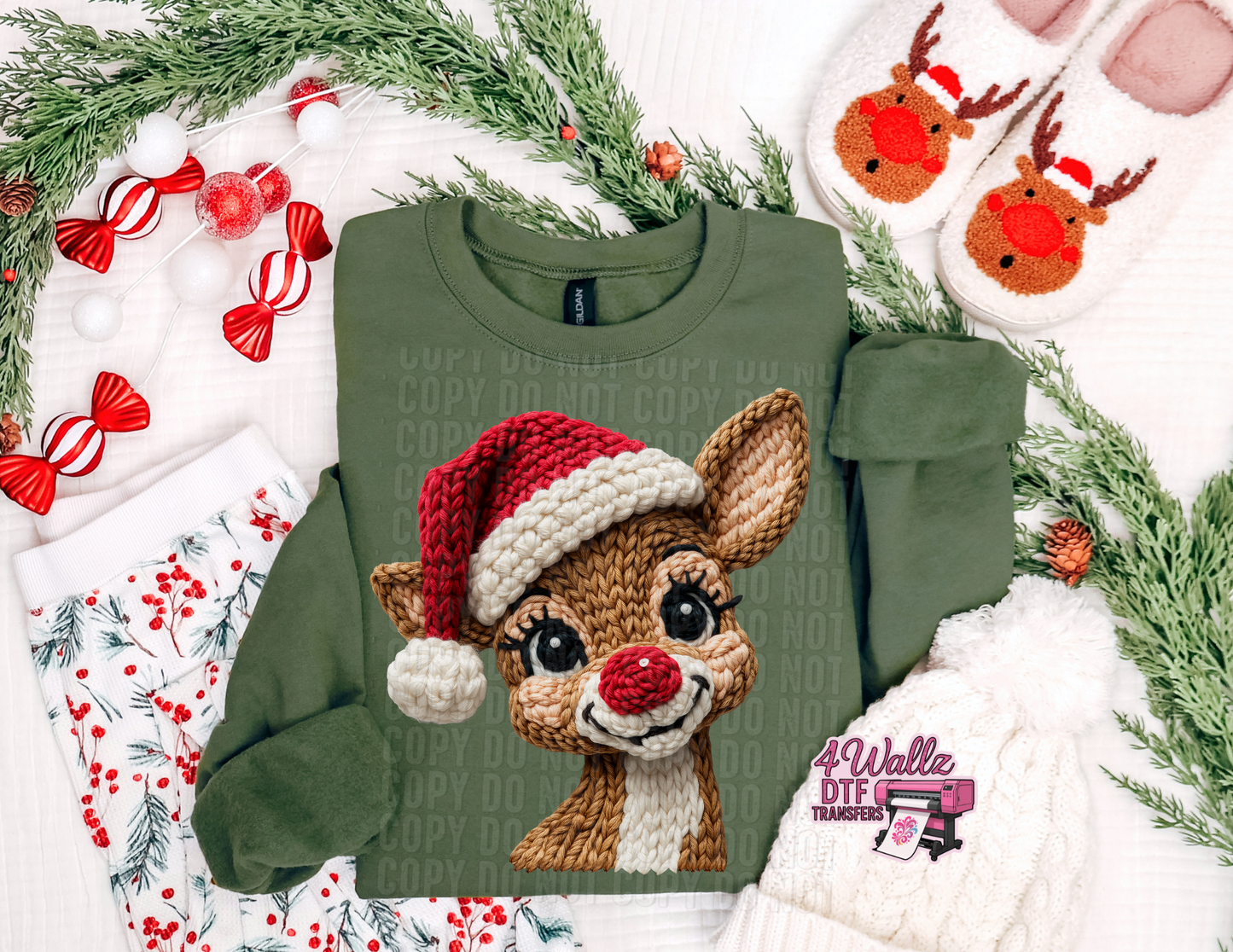 Faux Crochet Red Nose Deer