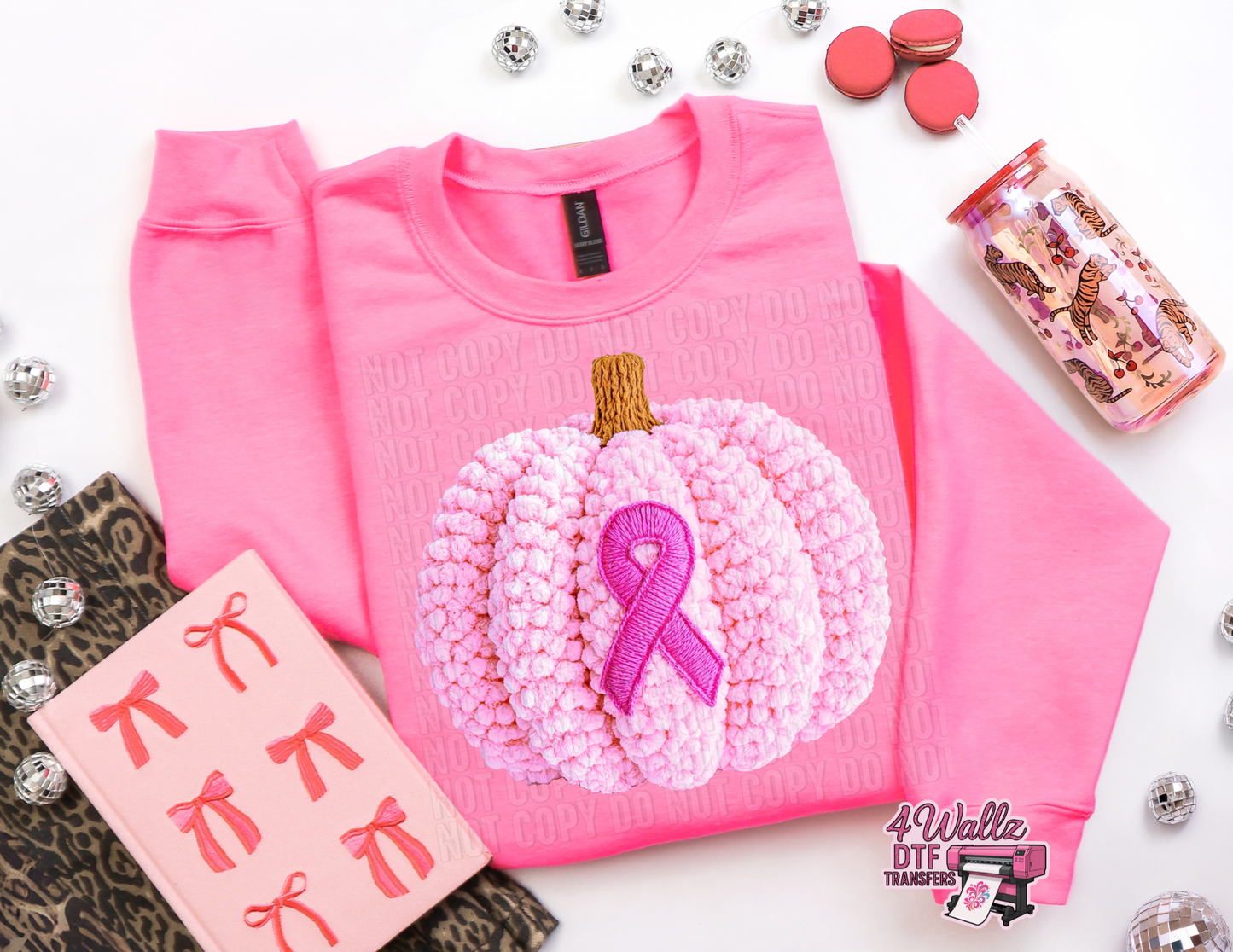 Faux Crochet Breast Cancer Pumpkin