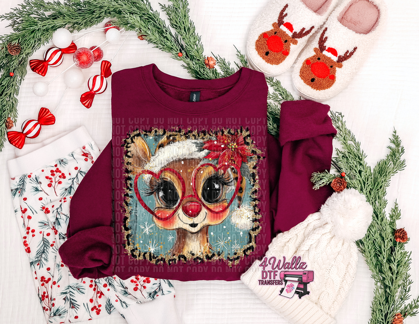 Leopard Glitter Cute Reindeer