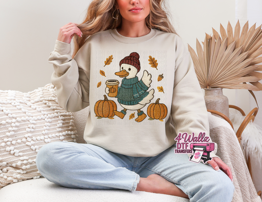Faux Embroider Fall Goose
