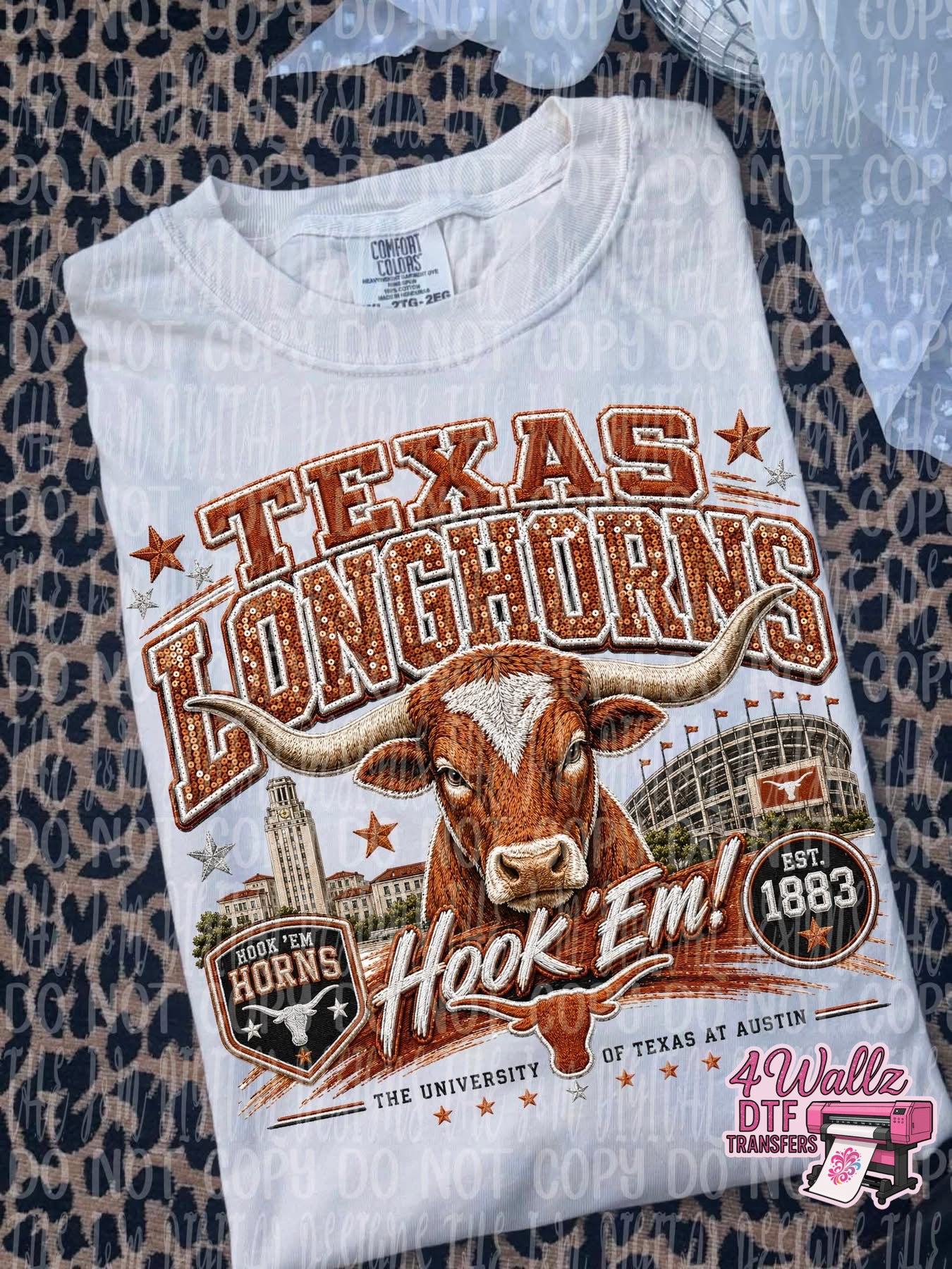 Faux Embroidered/Sequin Longhorns