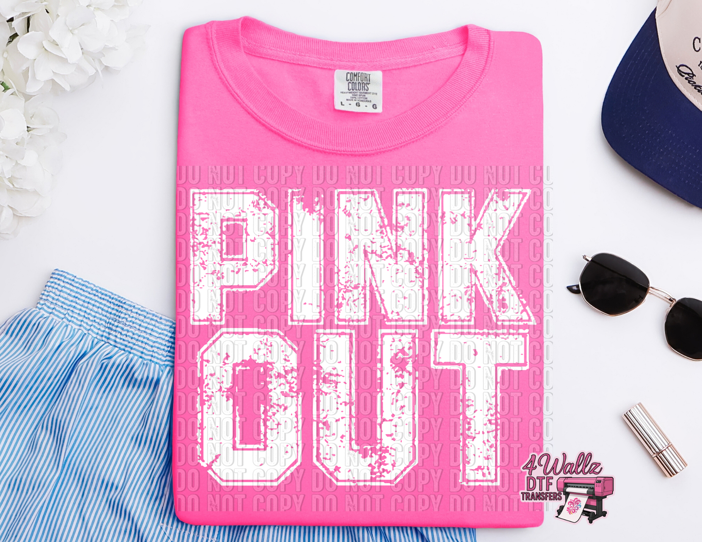 PINK OUT White Distressed